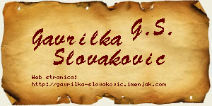 Gavrilka Slovaković vizit kartica